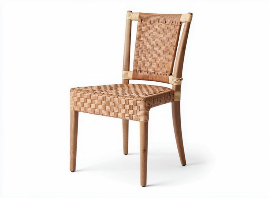 Chaise en rotin tressé avec structure en bois naturel dimensions 40 x 40 x 90cm