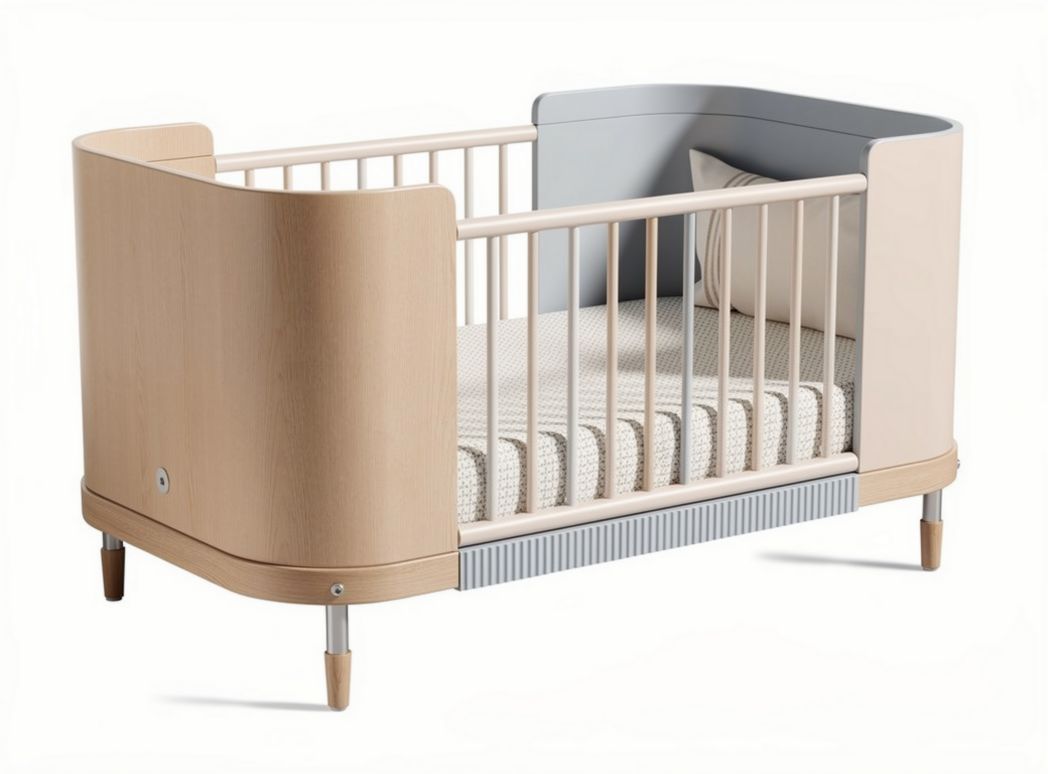 Lit bébé en bois clair avec matelas dimensions 120 x 60 x 80 cm