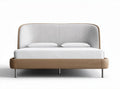 Lit en bois avec tête de lit en tissu gris 200 x 160 x 90cm