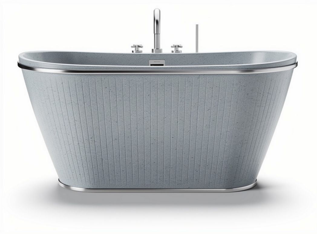 Baignoire en pierre grise avec robinetterie intégrée dimensions 170 x 80 x 60cm