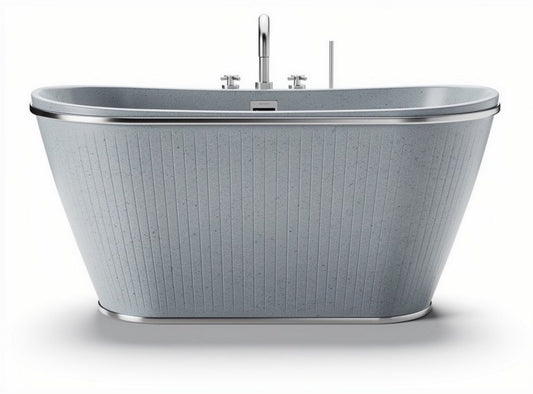 Baignoire en pierre grise avec robinetterie intégrée dimensions 170 x 80 x 60cm