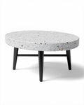 Table basse ronde en terrazzo et pieds noirs 90 x 90 x 30cm