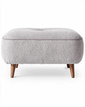 Pouf en tissu gris clair avec pieds en bois de dimensions 75 x 45 x 35 cm