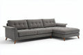 Canapé d'angle en tissu gris avec assise rembourrée et pieds en bois 230 x 85 x 90cm