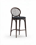 Tabouret de bar en bois noir avec assise en tissu gris 40 x 40 x 100cm